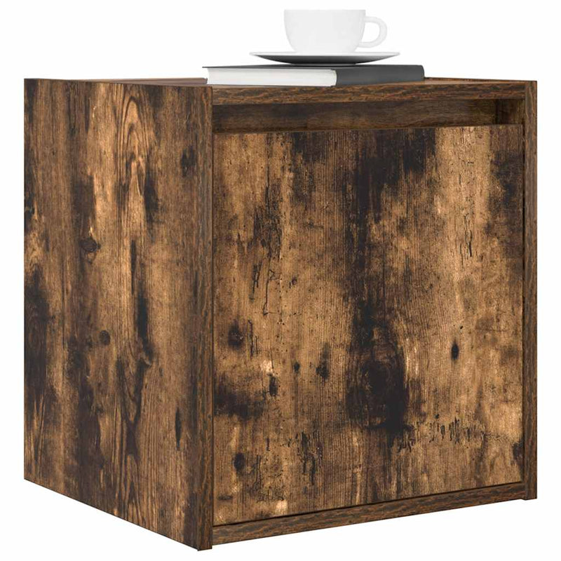 Noptiere montate pe perete 2 buc Stejar afumat 38x34x40 cm
