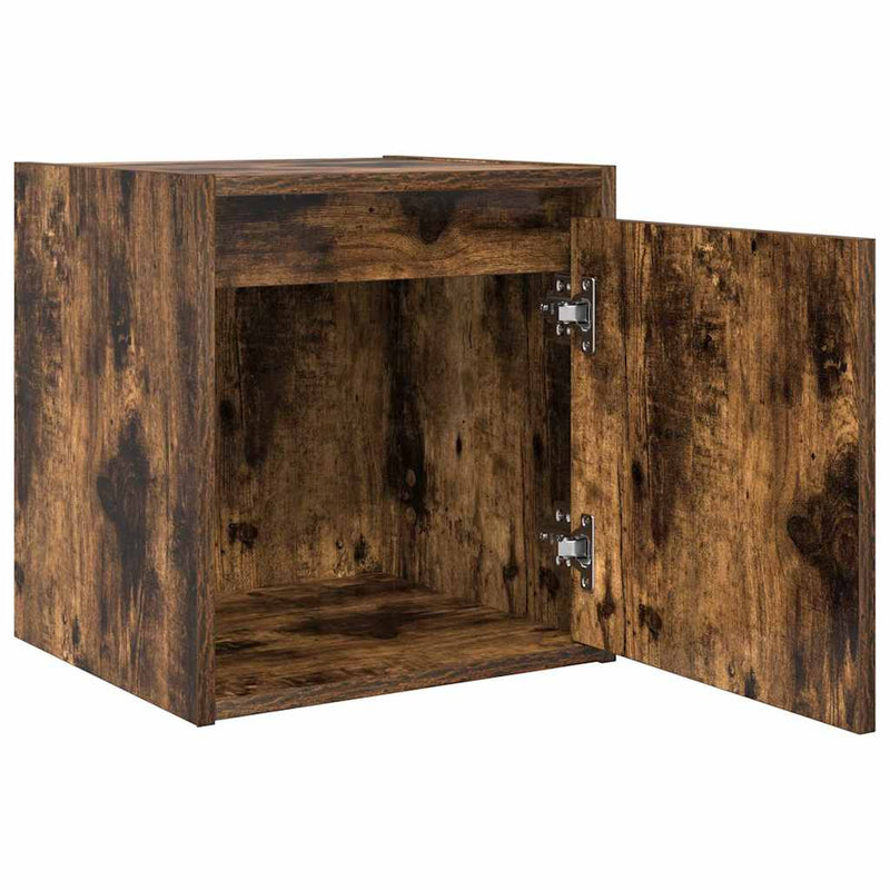 Noptiere montate pe perete 2 buc Stejar afumat 38x34x40 cm