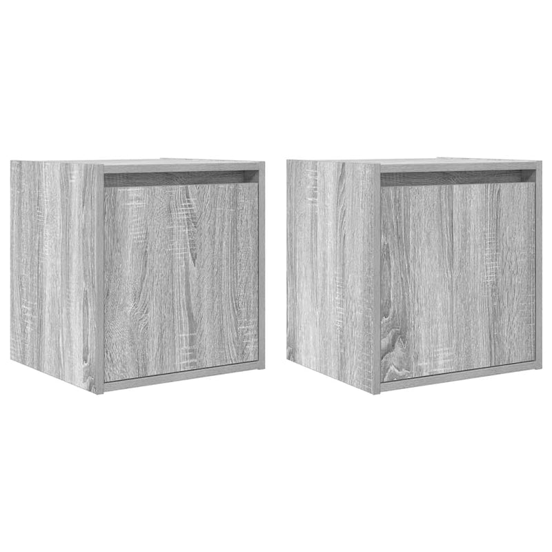 Noptiere montate pe perete 2 buc Gri Sonoma 38x34x40 cm