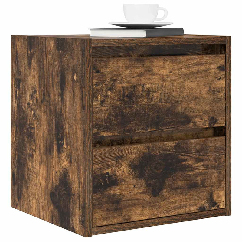 Noptiere montate pe perete 2 buc Stejar afumat 38x34x40 cm