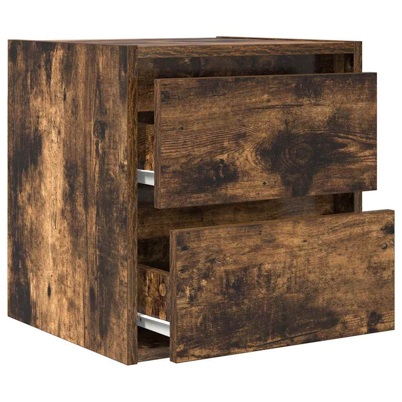 Noptiere montate pe perete 2 buc Stejar afumat 38x34x40 cm