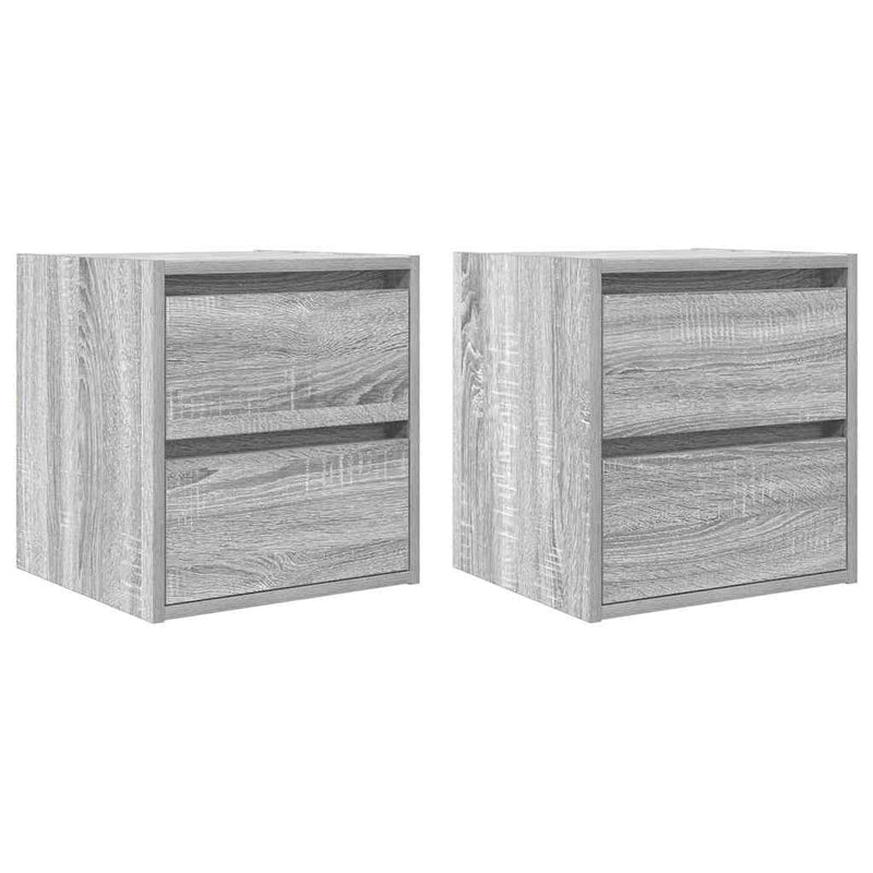 Noptiere montate pe perete 2 buc Gri Sonoma 38x34x40 cm
