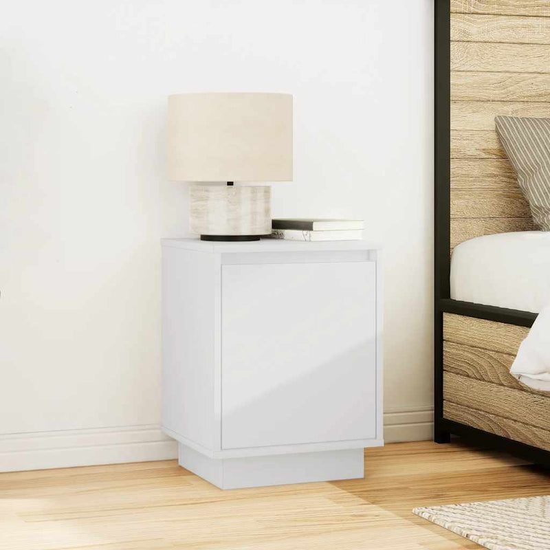 Noptiere cu lumini LED 2 buc Alb 38x34x50 cm