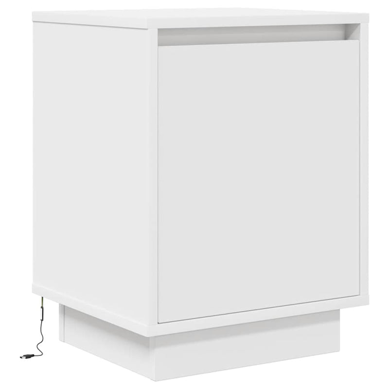Noptiere cu lumini LED 2 buc Alb 38x34x50 cm