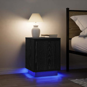 Noptiere cu lumini LED 2 buc Negru 38x34x50 cm