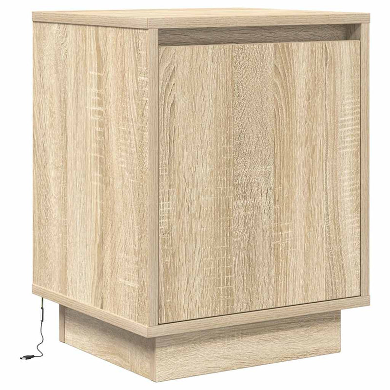 Noptiera cu lumini LED Stejar Sonoma 38x34x50 cm