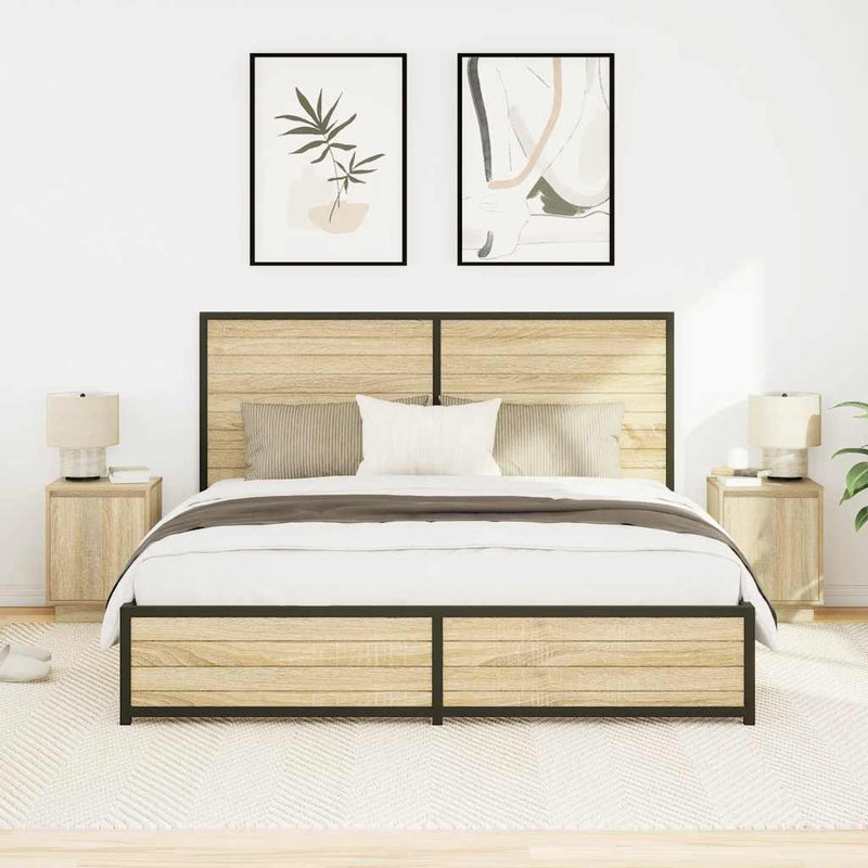 Noptiere cu lumini LED 2 buc Stejar Sonoma 38x34x50 cm