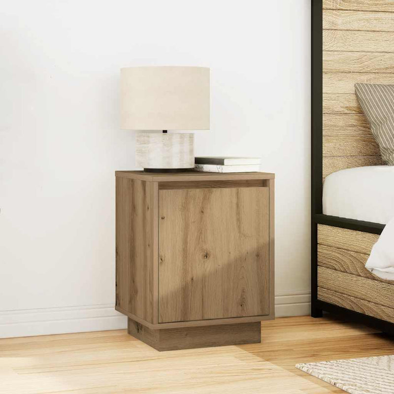 Noptiere cu lumini LED 2 buc Stejar Artisan 38x34x50 cm