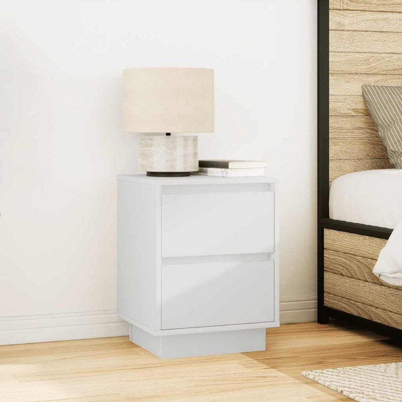 Noptiere cu lumini LED 2 buc Alb 38x34x50 cm