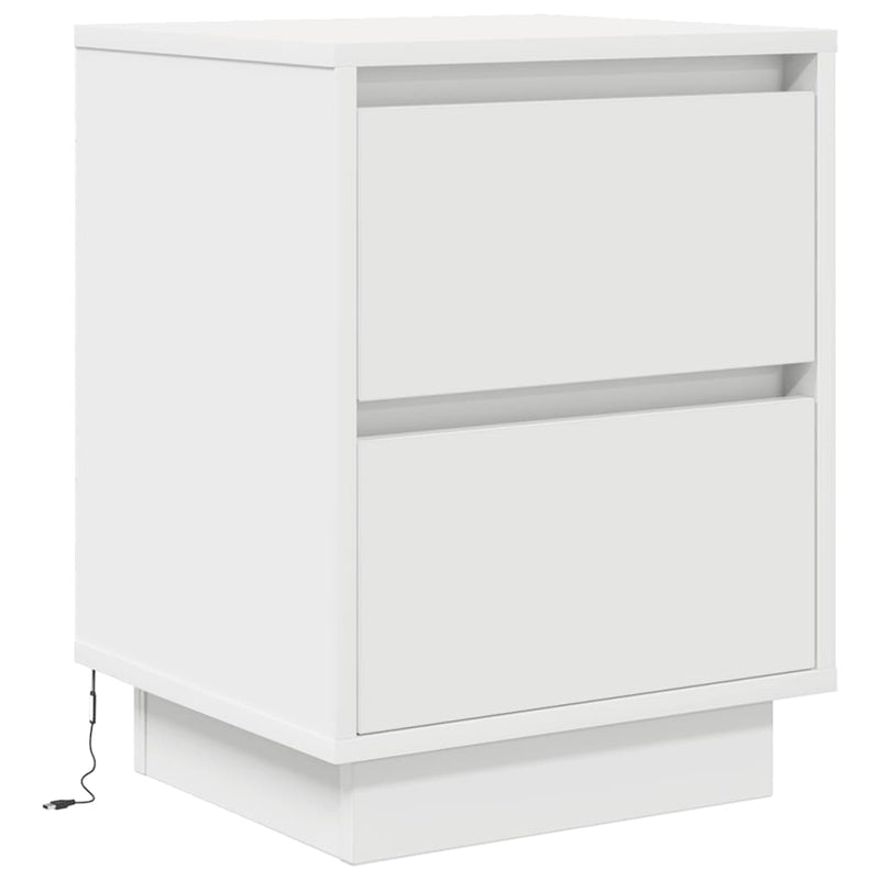 Noptiere cu lumini LED 2 buc Alb 38x34x50 cm