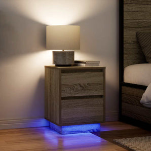 Noptiere cu lumini LED 2 buc Stejar Sonoma 38x34x50 cm