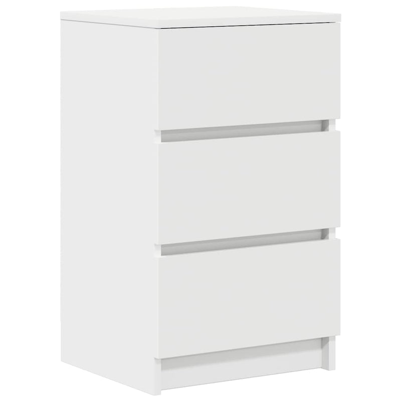 Noptiera cu 3 sertare alb 39x35x65 cm