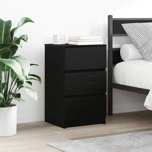 Noptiera cu 3 sertare Negru 39x35x65 cm