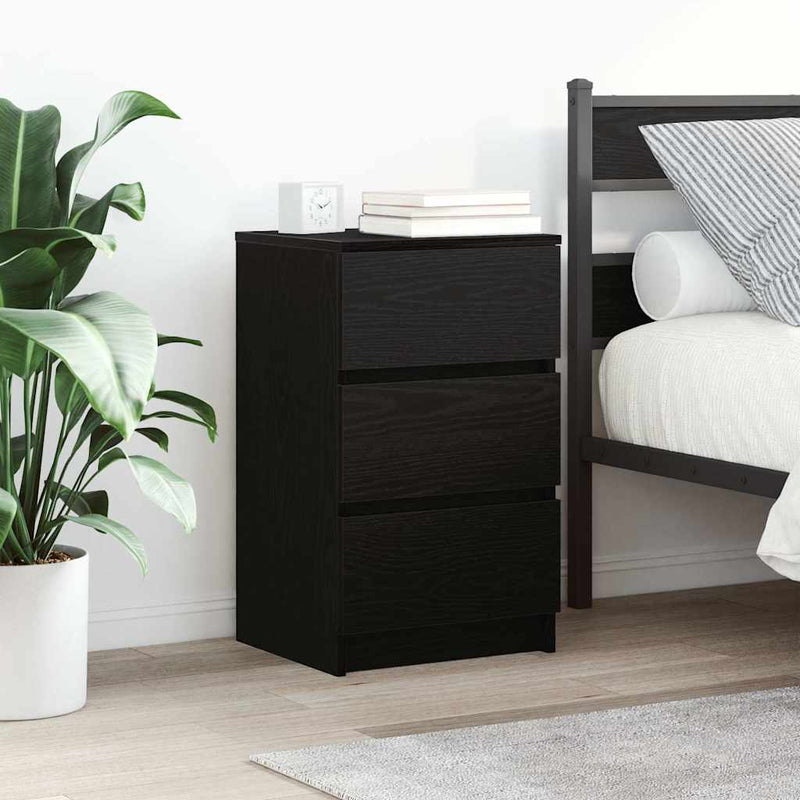 Noptiere cu 3 sertare 2 buc Negru 39x35x65 cm