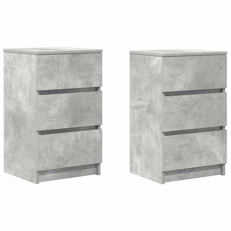 Noptiere cu 3 sertare 2 buc Beton Gri 39x35x65 cm