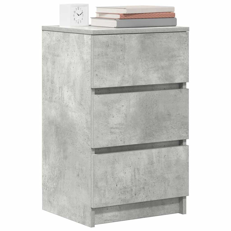 Noptiere cu 3 sertare 2 buc Beton Gri 39x35x65 cm