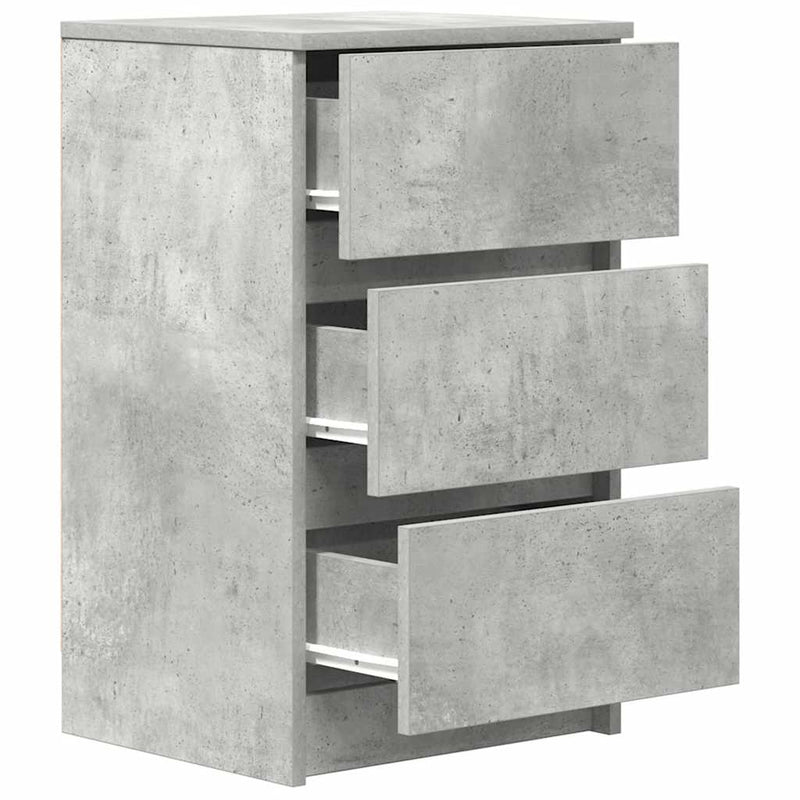 Noptiere cu 3 sertare 2 buc Beton Gri 39x35x65 cm