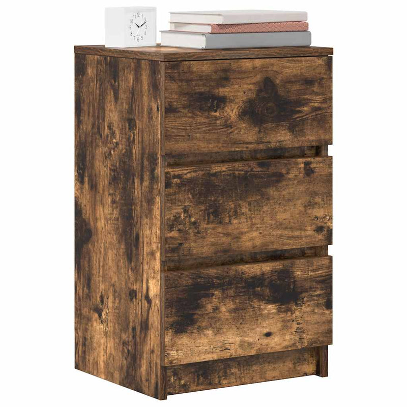 Noptiere cu 3 sertare 2 buc Stejar afumat 39x35x65 cm