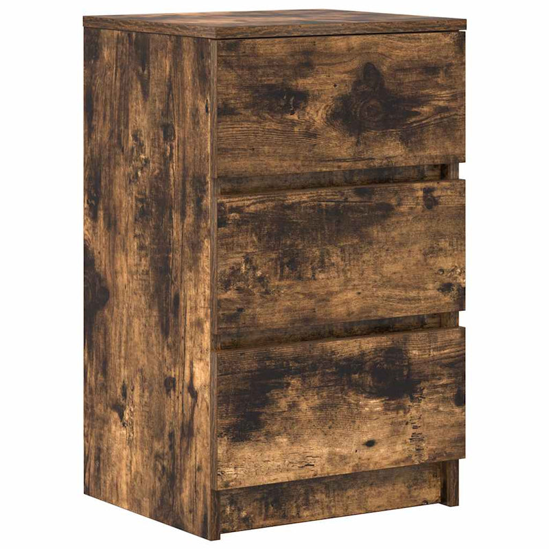 Noptiere cu 3 sertare 2 buc Stejar afumat 39x35x65 cm