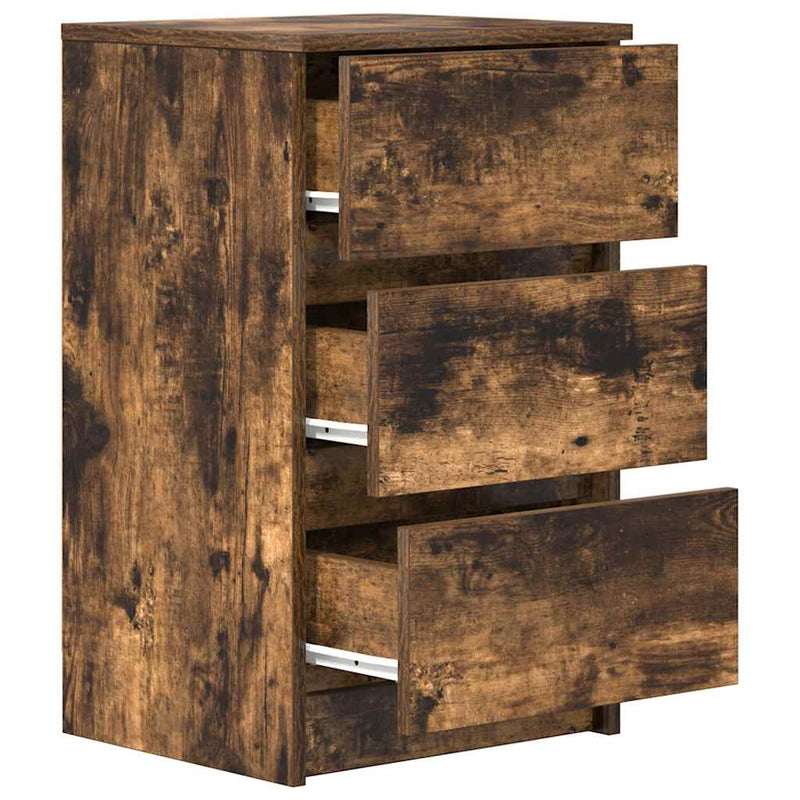Noptiere cu 3 sertare 2 buc Stejar afumat 39x35x65 cm