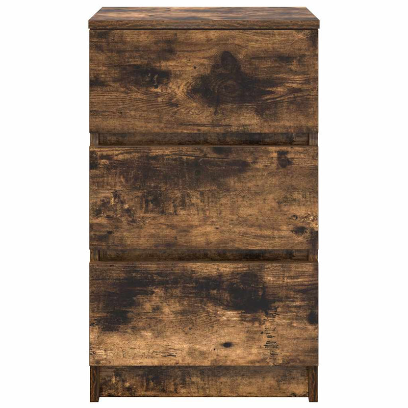 Noptiere cu 3 sertare 2 buc Stejar afumat 39x35x65 cm
