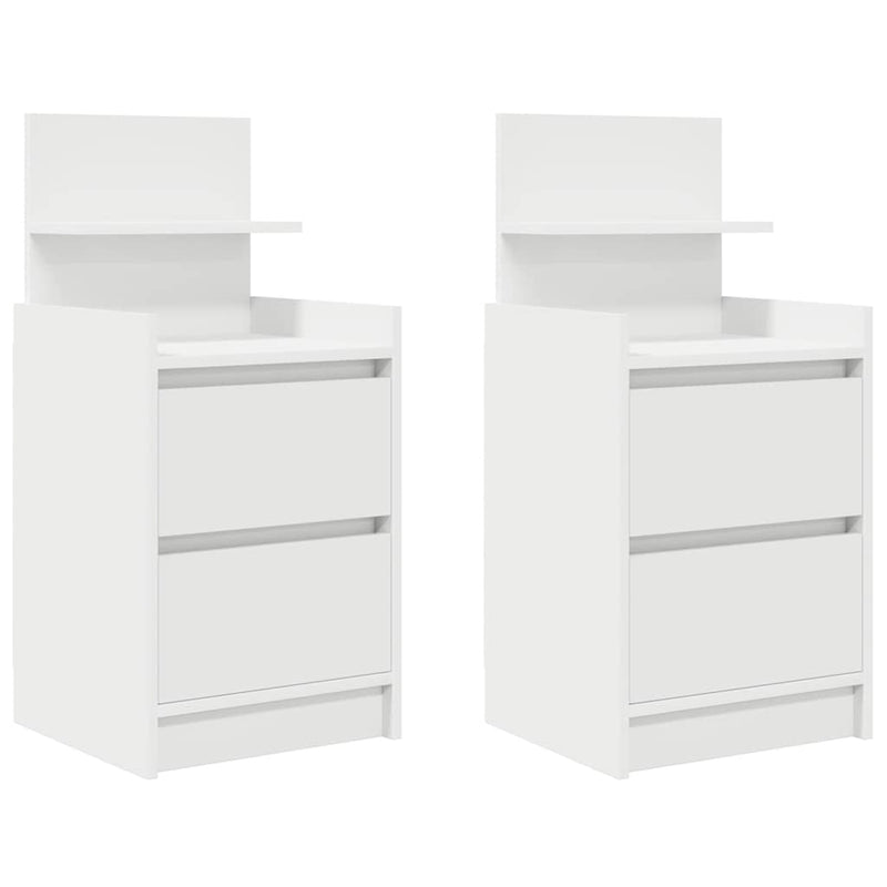 Noptiere cu 2 sertare 2 buc Alb 38x34x80 cm