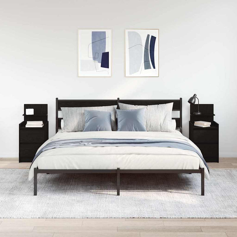 Noptiere cu 2 sertare 2 buc Negru 38x34x80 cm