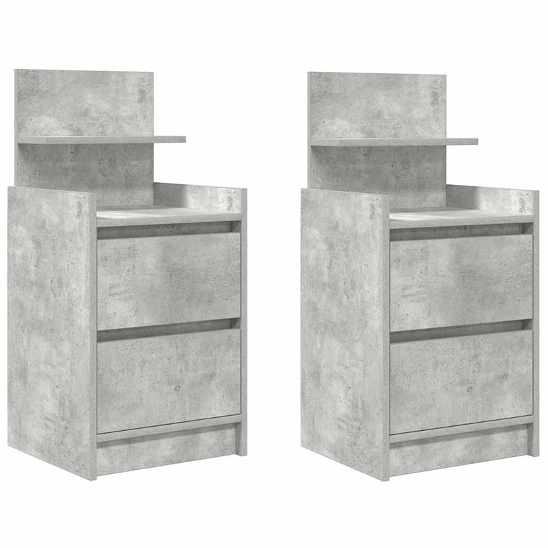 Noptiere cu 2 sertare 2 buc Beton Gri 38x34x80 cm