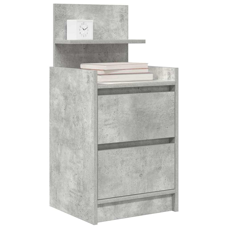 Noptiere cu 2 sertare 2 buc Beton Gri 38x34x80 cm