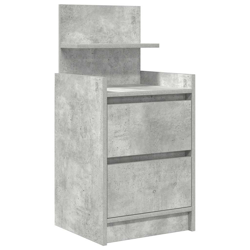 Noptiere cu 2 sertare 2 buc Beton Gri 38x34x80 cm