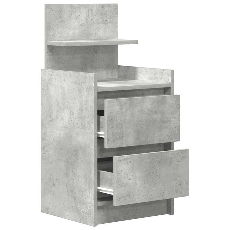 Noptiere cu 2 sertare 2 buc Beton Gri 38x34x80 cm