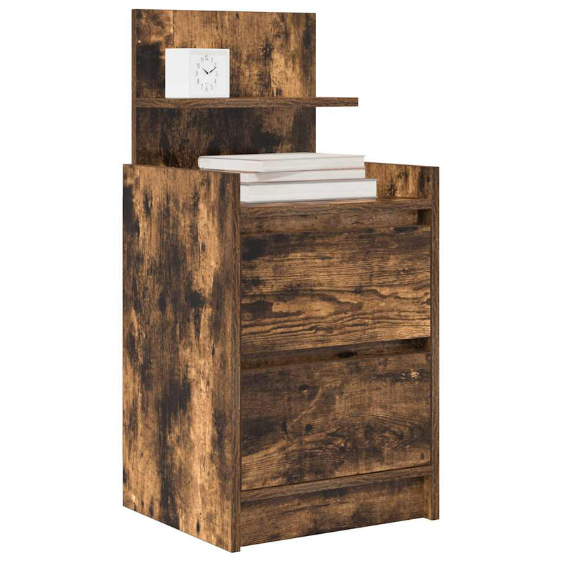 Noptiere cu 2 sertare 2 buc Stejar afumat 38x34x80 cm