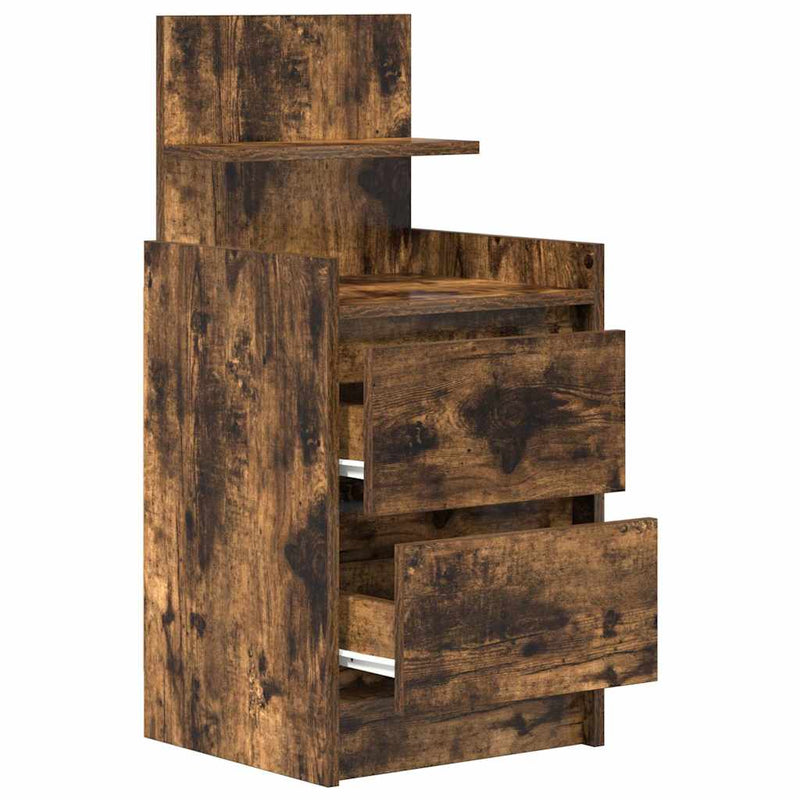 Noptiere cu 2 sertare 2 buc Stejar afumat 38x34x80 cm