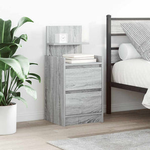 Noptiera cu 2 sertare Gri Sonoma 38x34x80 cm