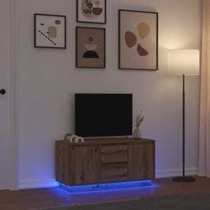 Comodă TV cu lumini LED, stejar artizanal, 100x41x50 cm
