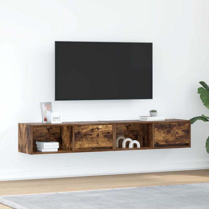 Dulapuri TV 2 buc Stejar afumat 80x31x25,5 cm Lemn prelucrat