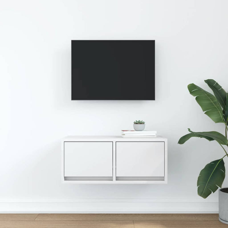 Comodă TV, alb, 60x31x25,5 cm, lemn prelucrat