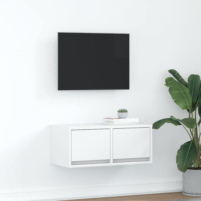 Comodă TV, alb, 60x31x25,5 cm, lemn prelucrat