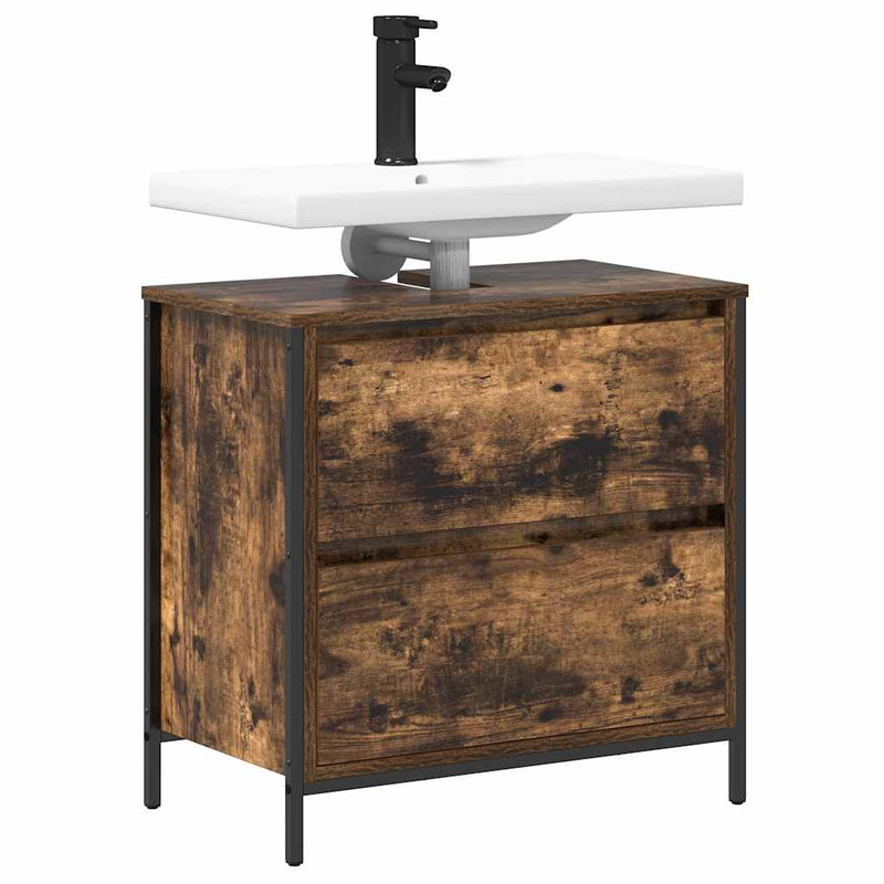 Dulap pentru baie cu sertare stejar afumat 60x34,5x60 cm