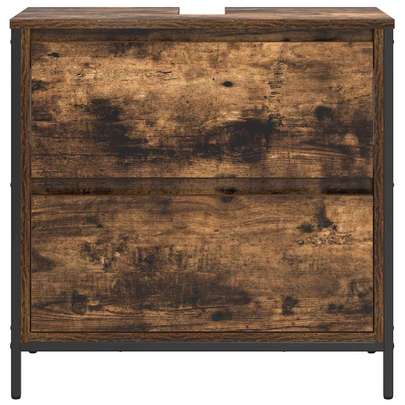 Dulap pentru baie cu sertare stejar afumat 60x34,5x60 cm
