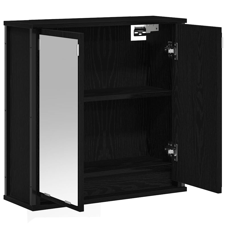 Dulap de baie cu oglindă stejar negru 60x21x60 cm