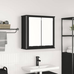 Dulap de baie cu oglindă stejar negru 60x21x60 cm