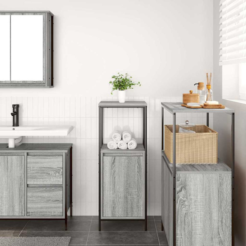 Dulap de baie cu rafturi Gri Sonoma 36x35x95 cm