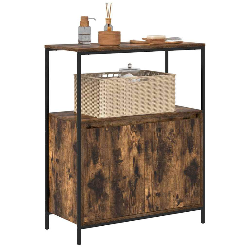 Dulap de baie cu rafturi stejar afumat 76,5x35x95 cm