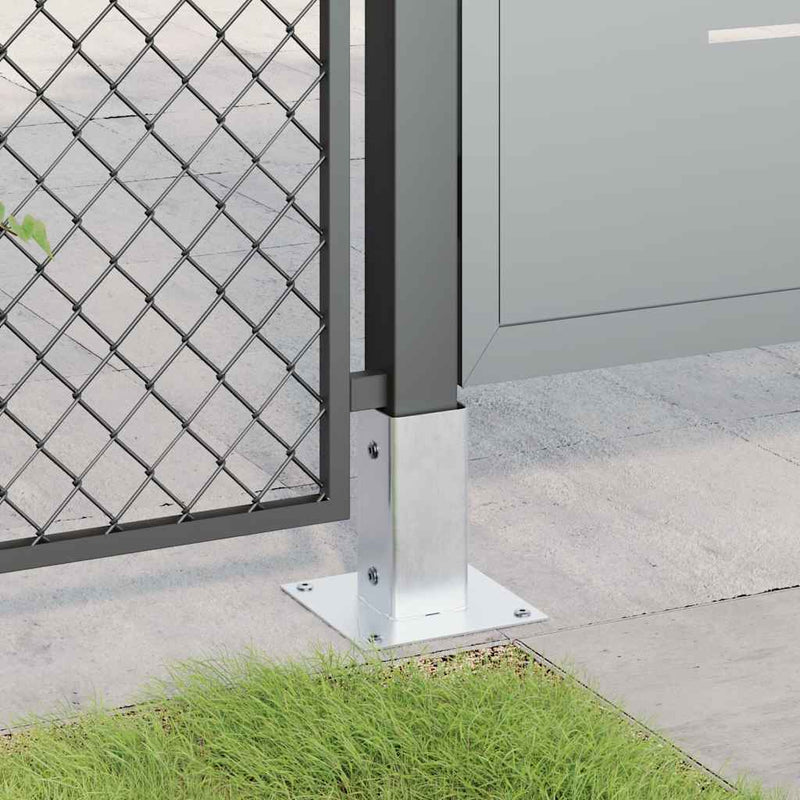 Baze stâlp pătrate 4 buc Argintiu 61x61 mm Oțel galvanizat