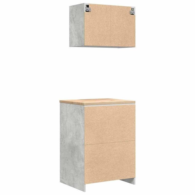 Dulapuri de garaj 2 buc Lemn prelucrat gri beton