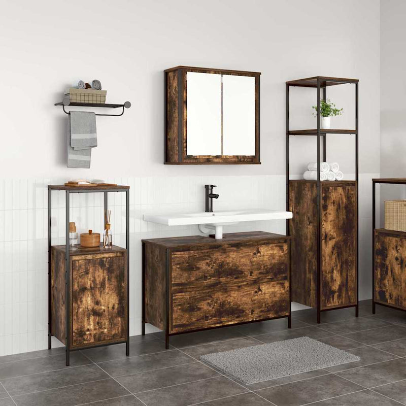 Set de mobilier pentru baie 3 buc. Stejar fumuriu