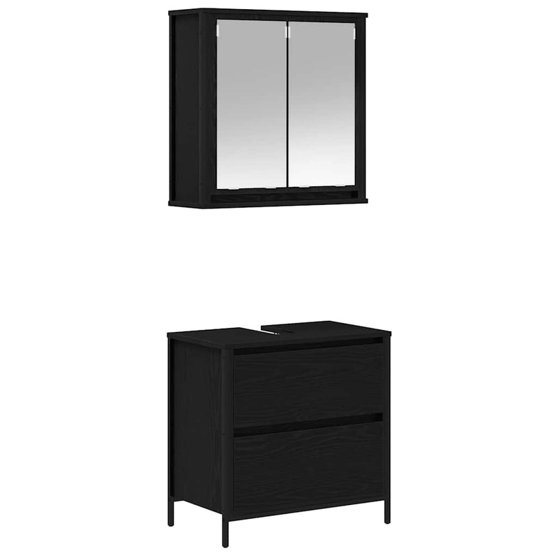 Set de mobilier de baie din 2 piese din lemn de stejar negru