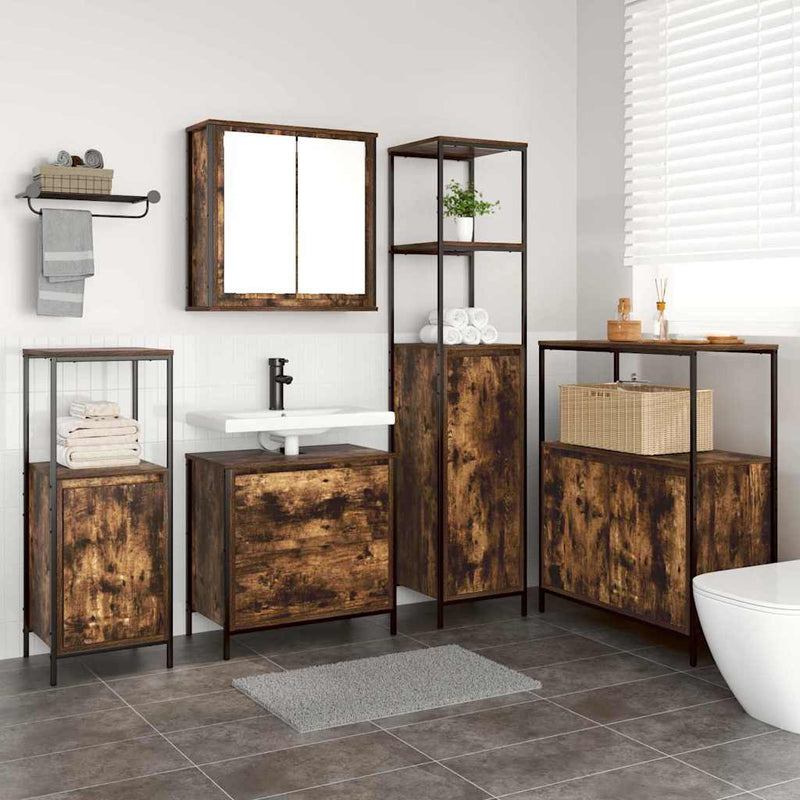 Set de mobilier pentru baie 5 buc. Maro 36 x 35 x 165 cm
