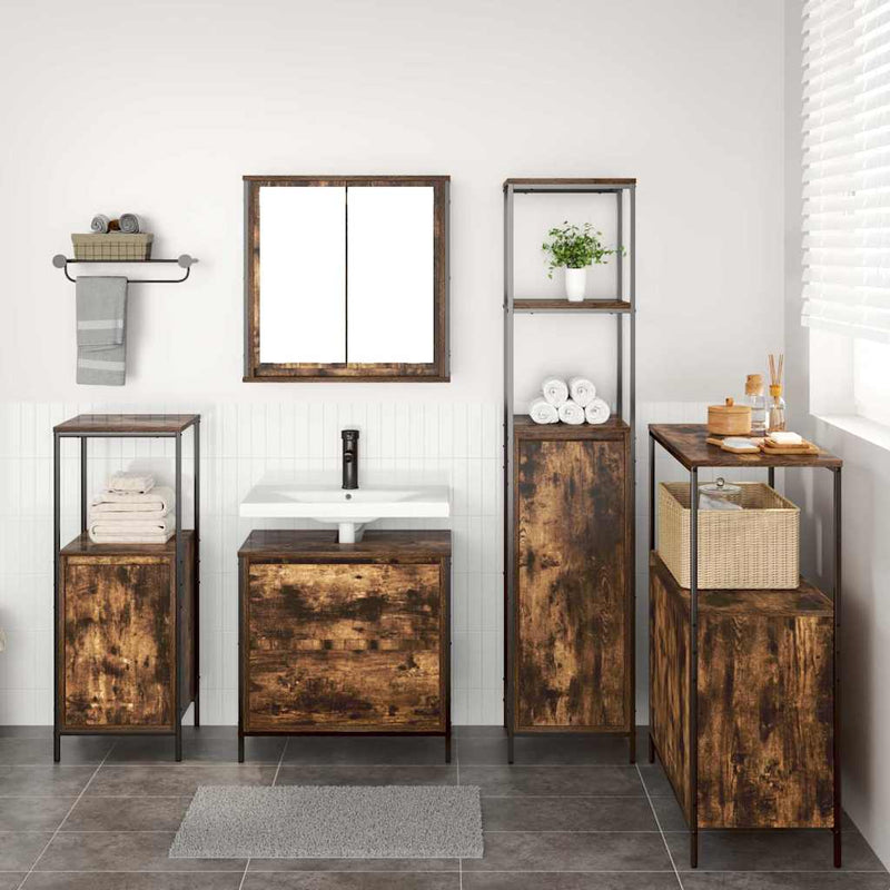 Set de mobilier pentru baie 5 buc. Maro 36 x 35 x 165 cm